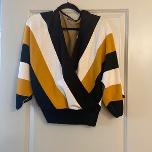 Multicolor wrap sweater top, great transitional piece